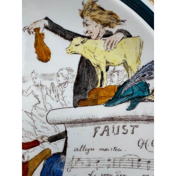 Creil Montereau Sujets Musicaux 8.5" Plate Faust Charles Gounod France c. 1900s - Picture 6 of 6